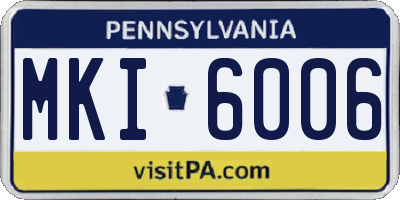 PA license plate MKI6006
