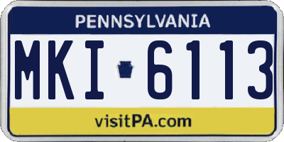PA license plate MKI6113