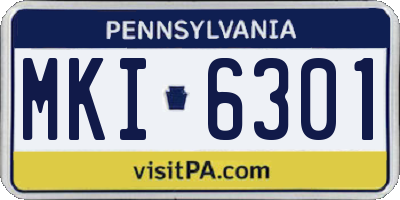 PA license plate MKI6301