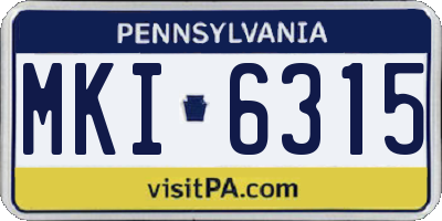 PA license plate MKI6315