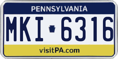 PA license plate MKI6316