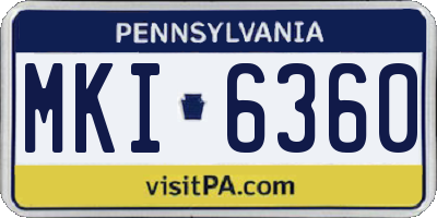 PA license plate MKI6360