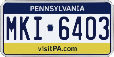 PA license plate MKI6403