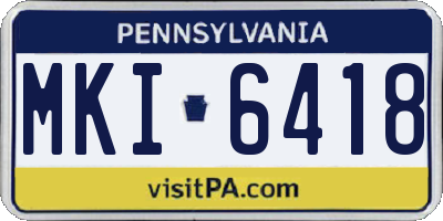 PA license plate MKI6418
