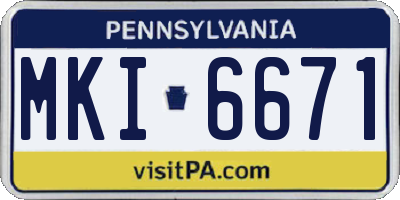 PA license plate MKI6671