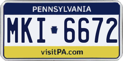 PA license plate MKI6672