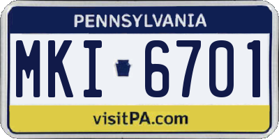 PA license plate MKI6701