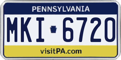 PA license plate MKI6720