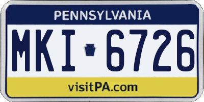PA license plate MKI6726