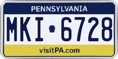 PA license plate MKI6728