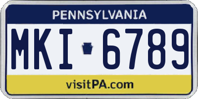 PA license plate MKI6789