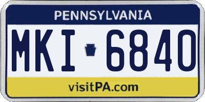 PA license plate MKI6840