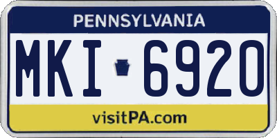 PA license plate MKI6920
