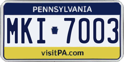 PA license plate MKI7003