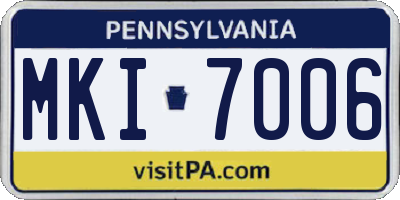 PA license plate MKI7006