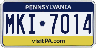 PA license plate MKI7014