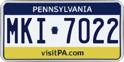PA license plate MKI7022