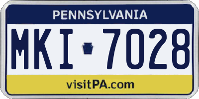 PA license plate MKI7028