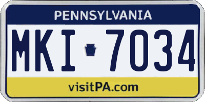 PA license plate MKI7034