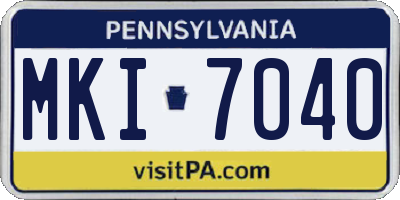 PA license plate MKI7040