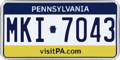 PA license plate MKI7043