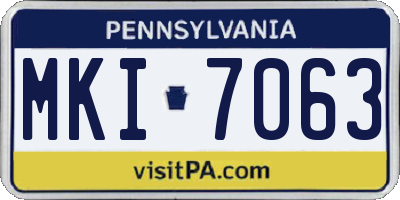 PA license plate MKI7063