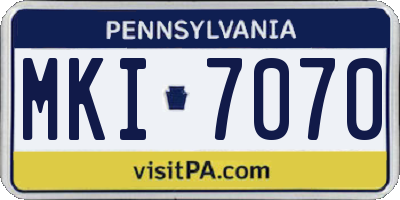 PA license plate MKI7070