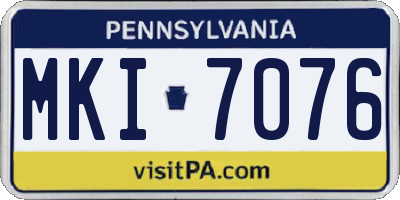 PA license plate MKI7076