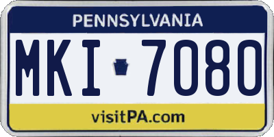 PA license plate MKI7080