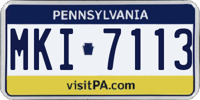 PA license plate MKI7113