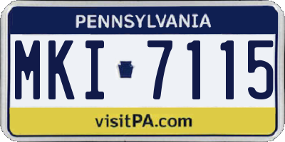 PA license plate MKI7115
