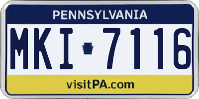 PA license plate MKI7116