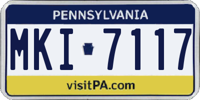 PA license plate MKI7117