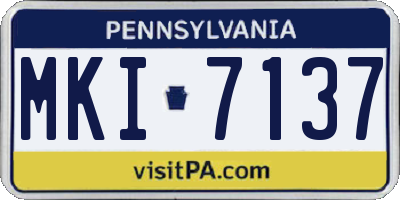 PA license plate MKI7137