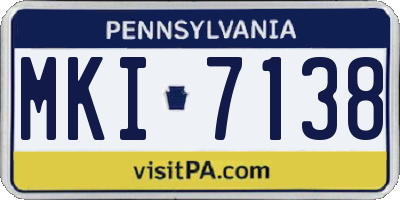 PA license plate MKI7138