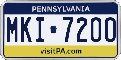 PA license plate MKI7200