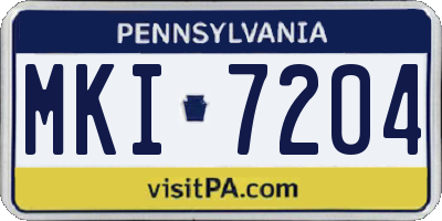 PA license plate MKI7204