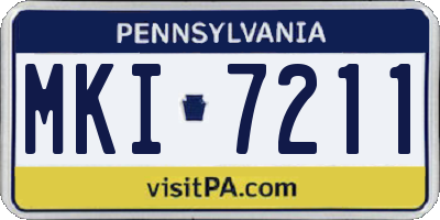 PA license plate MKI7211