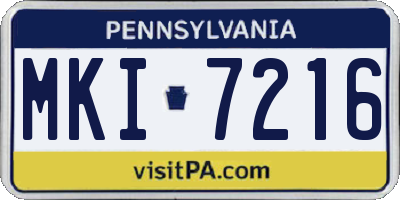 PA license plate MKI7216
