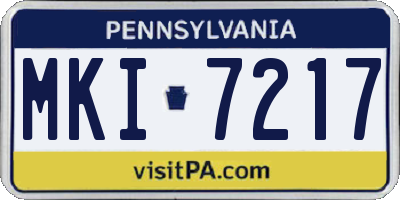 PA license plate MKI7217