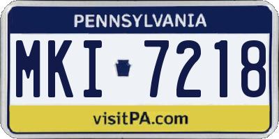 PA license plate MKI7218
