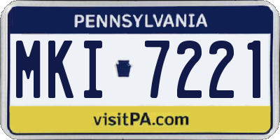 PA license plate MKI7221