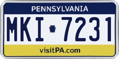 PA license plate MKI7231