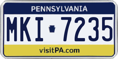 PA license plate MKI7235