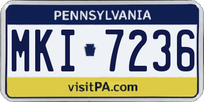 PA license plate MKI7236