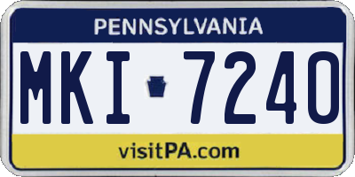 PA license plate MKI7240
