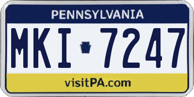 PA license plate MKI7247