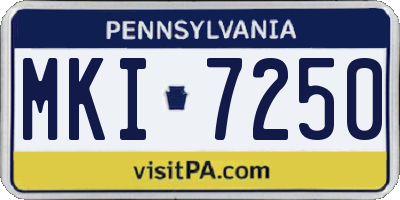 PA license plate MKI7250