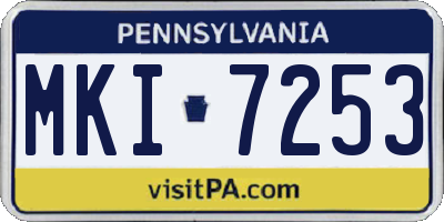 PA license plate MKI7253