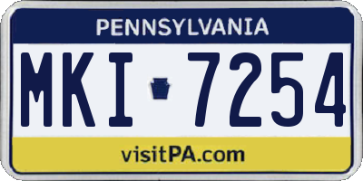 PA license plate MKI7254